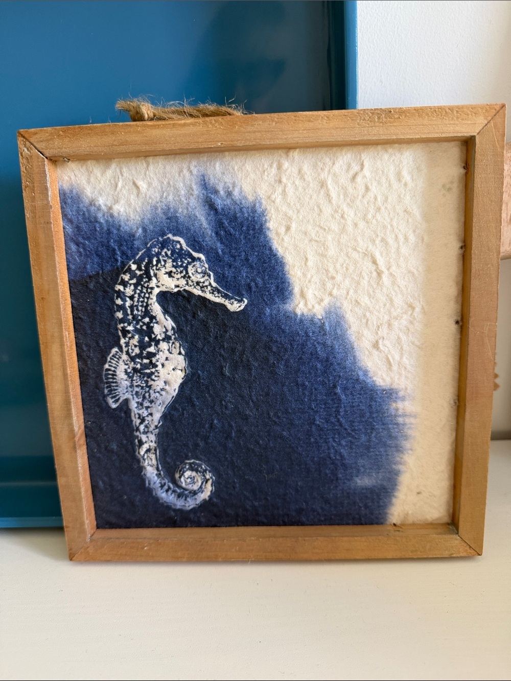 Nautical Seahorse Felt Wall Art - Blue and White